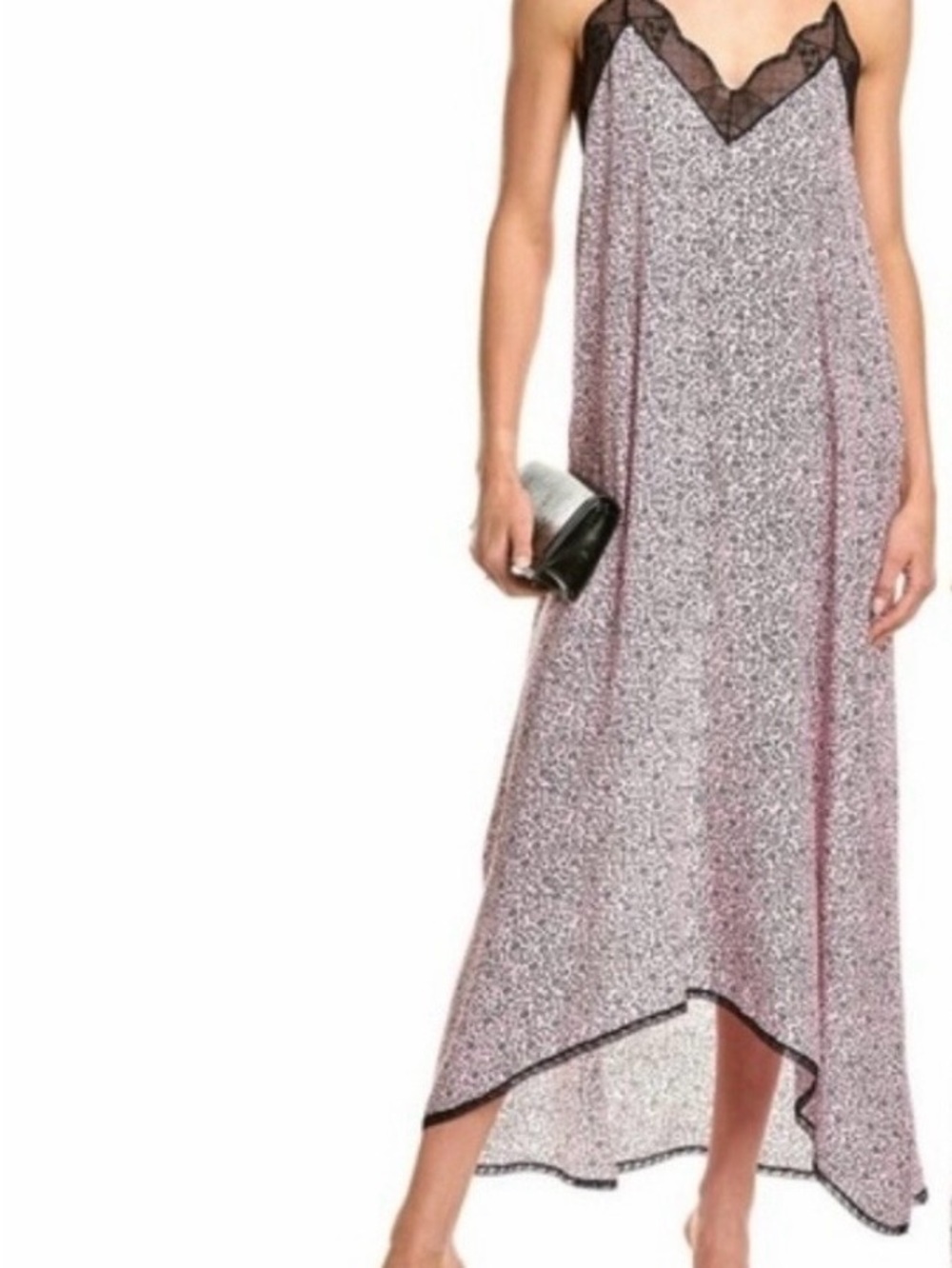 Zadig & Voltaire Women’s Risty Goa Blossom Dress with Black Lace Trim Size L - Picture 1 of 11